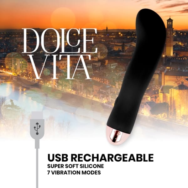 DOLCE VITA - RECHARGEABLE VIBRATOR TWO BLACK 7 SPEED 5
